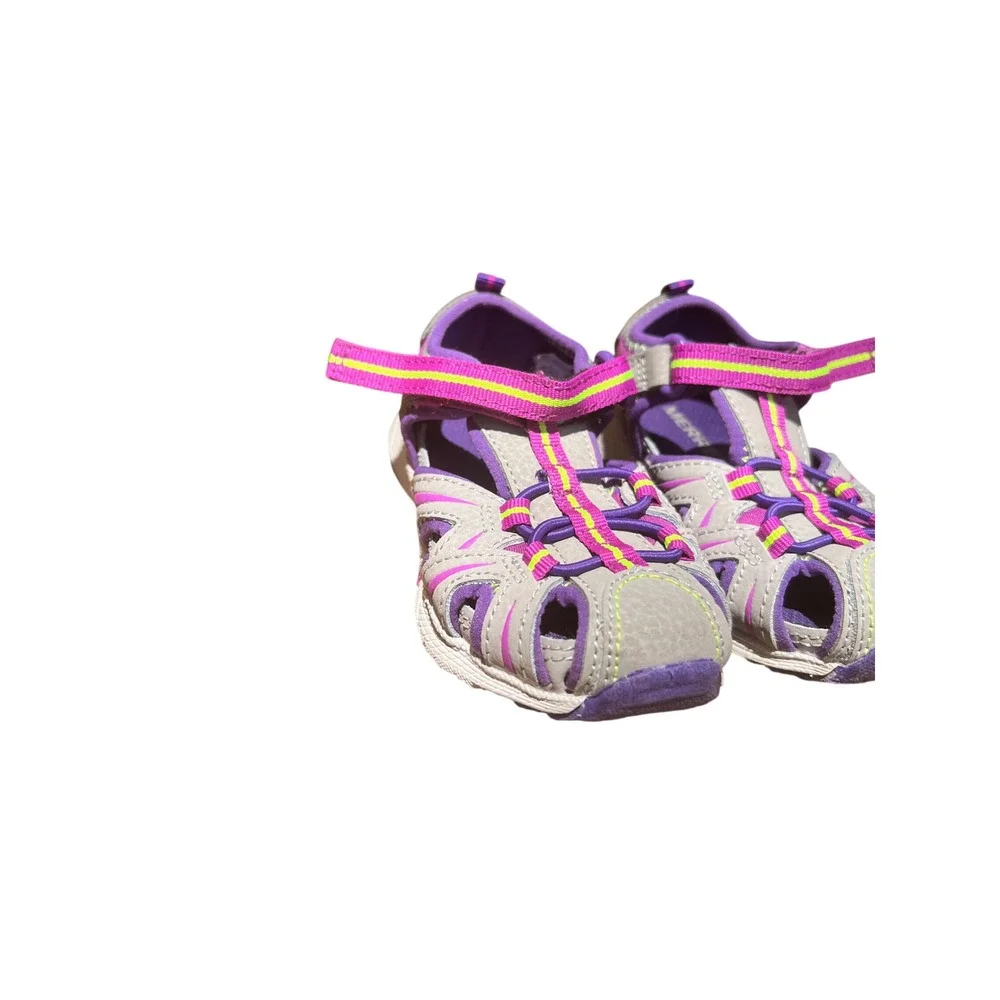 Merrell Hydro Kids Sport Sandals Grey Purple Neon Lime Green ML164504 Size 7W